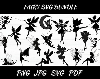 Fairy Silhouette SVG Bundle: Clipart, Vector Cut Files (Digital Download)