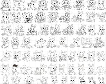 Easter Bunny SVG Bundle – 70 Hand-Drawn Rabbit Designs (Digital Download)