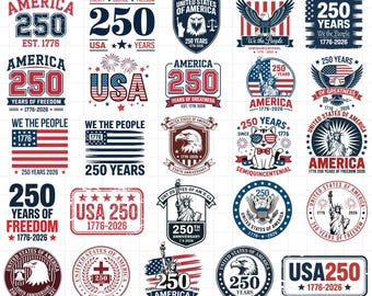 USA 250th Anniversary SVG Bundle – Patriotic "We the People" Graphics (Digital Download)