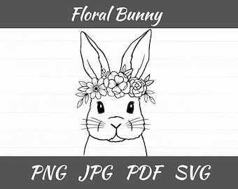 Floral Easter Bunny SVG: Flower Crown Rabbit Cut File