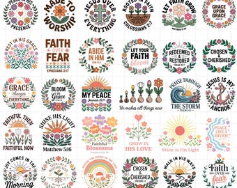 Christian Boho Floral SVG Bundle – Faith Bible Verse Designs (Digital Download)