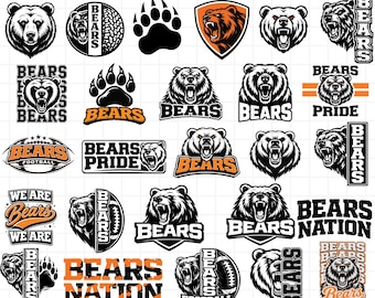 Bears SVG Bundle – Roaring Mascot & Sports Team Graphics (32 Designs)