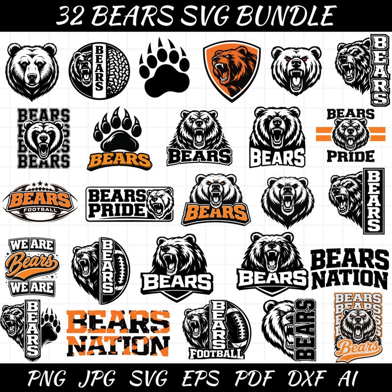 Perth Bears Vector File Bears SVG Bundle – Roaring Mascot & Sports Team Graphics (32 Designs ...