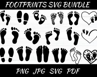 Footprint SVG Bundle: Shoe Print Clipart for Cricut (Instant Download)