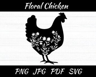Floral Chicken SVG: Farmhouse Animal Cut File