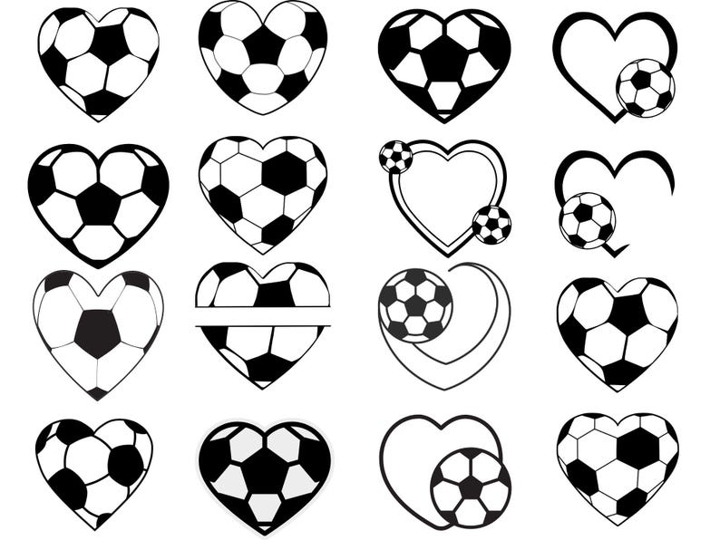 Heart Soccer Ball SVG: Soccer Love Silhouette, Clipart - Etsy
