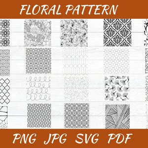 Floral Pattern SVG Bundle, Floral Vector Design Pack for Cricut, Silhouette, Laser Cutting - PNG Included