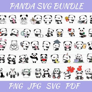 Panda Svg-bundel - Panda Png-bundel - Panda Clipart - Panda Svg Cut-bestanden voor Cricut - Cute Panda Svg - Panda Silhouette - Panda Face Svg