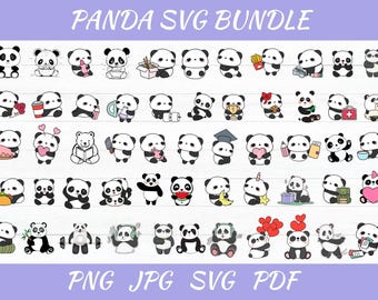 Paquete SVG de Panda: imágenes prediseñadas y archivos de corte para Cricut (descarga digital)