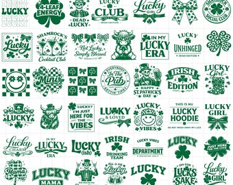 St. Patrick's Day SVG Bundle – Lucky Mama Shamrock Designs (Digital Download)