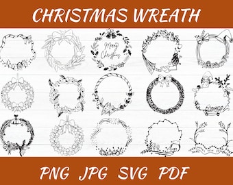 SVG-bundel kerstkrans: kerstversieringen clipart (digitale download