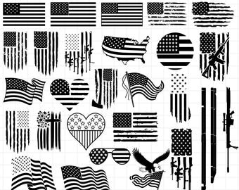 American Flag SVG Bundle – Distressed, Patriotic Designs (Digital Download)