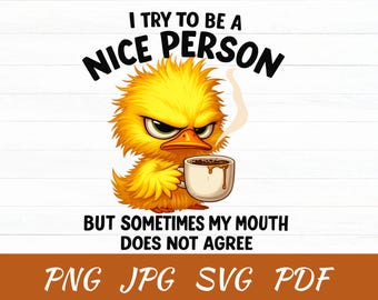 Pacchetto SVG di Papera Sarcastica: stampe divertenti per magliette, clipart impertinenti (download digitale SVG PNG)