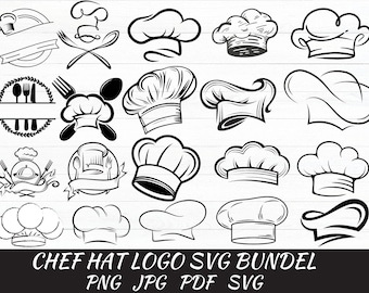Kochmütze Logo SVG Bundle: Restaurant Clipart (Schnittdatei)