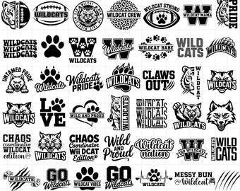 Wildcat SVG Bundle – Mascot, Baseball, Football (Cut Files)