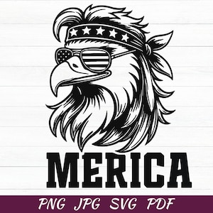 Merica Eagle Mullet Svg Png - Funny 4th Of July Svg - Merica Patriotic American - Independence Day Svg - Eagle 4th Of July Svg