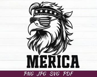 Funny Merica Eagle Mullet SVG: 4th of July Patriotic Design (PNG)