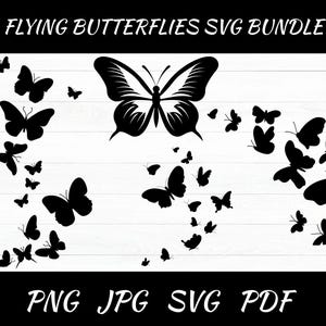 Papillons en vol SVG, silhouette de papillon, fichier de coupe papillon, téléchargement numérique, Cricut, fichier de coupe silhouette
