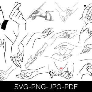 Holding Hands svg Bundle, Holding Hand Cut File, Holding Hand Silhouette, Couple Hands svg For Cricut, Pinky Hold svg, Digital Bundle
