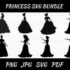 Princess Silhouette Svg Bundle, Princess Cut Files For Cricut, Princess Clipart, Princess Svg Bundle, Princess Vector