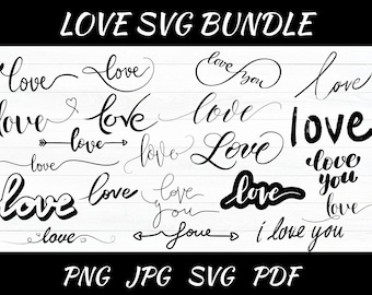 Liebe SVG Bundle: Herz Clipart, Valentinstag Cut File (PNG, Instant Download)