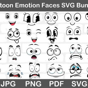 Cartoon Emotion Faces SVG Bundle - Smiley Face Svg Bundle - Cute Funny Face Svg - Kawaii Face Svg - Cartoon Face Clipart - Comics Face