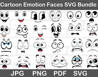 Lot de visages d'émotions en dessin animé SVG – Clipart kawaii amusant