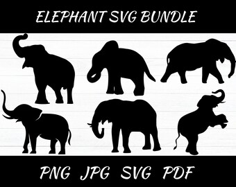 Elephant Silhouette SVG Bundle: Animal Clipart Vector Designs