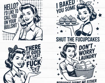 Retro Housewife Funny SVG Bundle – Sarcastic Mom Quotes (Digital Download)