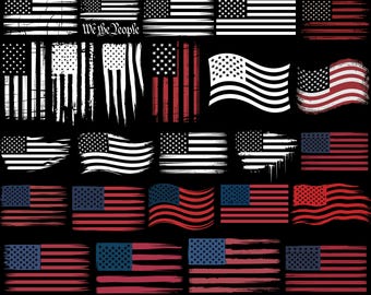 Grunge American Flag SVG Bundle – US Flag Cut Files (Digital Download)