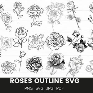 Roses SVG Bundle,Roses SVG,rose vector svg,tattoo svg,Svg files for cricut,Flowers Svg,Floral svg,Rose png,Instant Download.