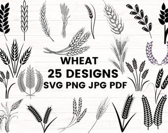 SVG-clipart tarwe: vector gesneden graanbestanden (digitale download)
