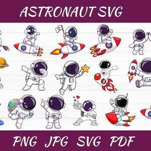 Astronaut Svg Png Bundle, Astronaut with rocket svg, kid astronaut svg, Universe Svg, Spaceman svg, Space SVG