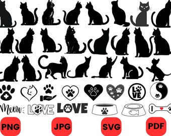 Cat Silhouette SVG: Cat Head Vector Cut Files