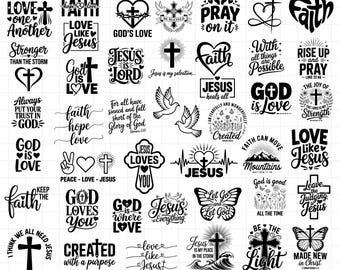 55 Christian SVG Bundle – Faith, Jesus, Bible Verse Cut Files (png, jpg, eps)