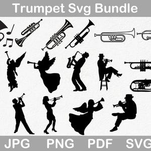 Trumpet Bundle Svg - Trumpet Png Bundle - Trumpet Svg Bundle - Music Svg - Trumpet PNG Bundle for Crafts - Trombone Svg - Digital Download