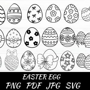 Easter Egg Bundle SVG Files | Easter 2025 Cut Files | Easter Egg Silhouette Vector Files | Happy Easter Vector | Cute Easter Egg Clip Art