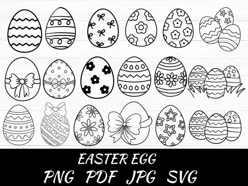 Easter Egg SVG Bundle | Silhouette Vector Cut Files (digital Download ...