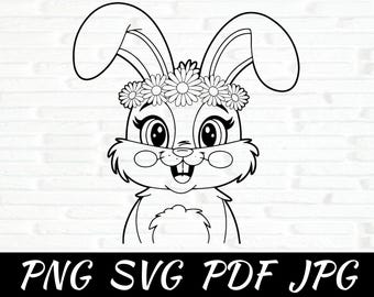 Floral Easter Bunny SVG: Flower Crown Rabbit Cut File