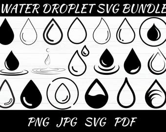 Wassertropfen SVG Bundle: Regentropfen Vektor Clip Art