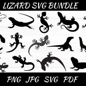 Lizard Silhouette SVG Bundle: Reptile Clipart (Digital Download