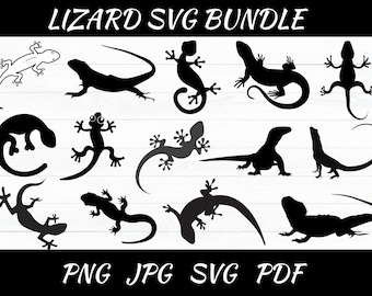 Pacchetto SVG di silhouette di lucertola: clipart di rettili (download digitale)