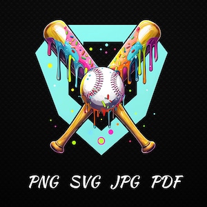 Baseball Drip PNG SVG: Game Day Team Colors (Digital Download)