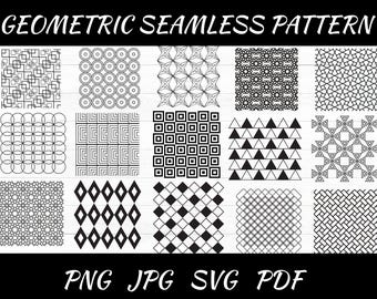 Geometric Seamless Pattern SVG Bundle: Line Art Graphics (Digital Download)