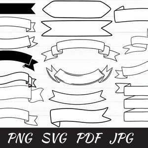 Banner Svg Bundle,Birthday Banner svg,Banner Outline,Banner Clipart,Ribbon Svg,Bunting SVG,Banners Svg,banner cricut silhouette cut file