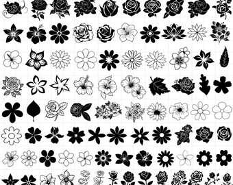 100 Flower SVG Bundle – Roses, Daisies, Botanical Silhouettes (Digital Download)