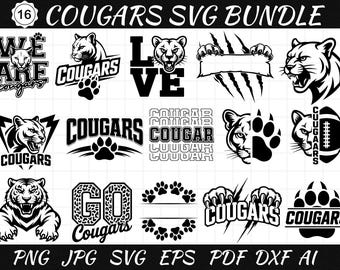 Cougars SVG Bundle – Cougar Face, Paw, Game Day (Digital Files)