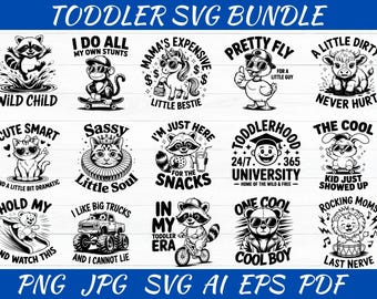 Funny Toddler SVG Bundle, Sassy Kids Shirt Designs (Digital Download)