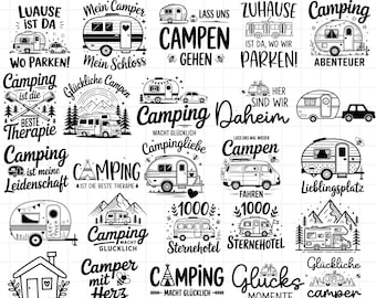 Camping SVG Bundle - German Quotes, Cricut & Silhouette Cut Files
