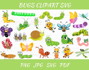 Clipartbundel Bugs and Insects: vlinder, lieveheersbeestje, SVG en png